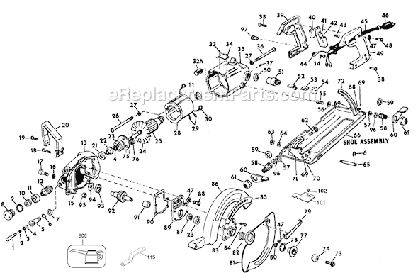 Page A Diagram and Parts List for 3051 Type 3 Black and Decker Circular Saw